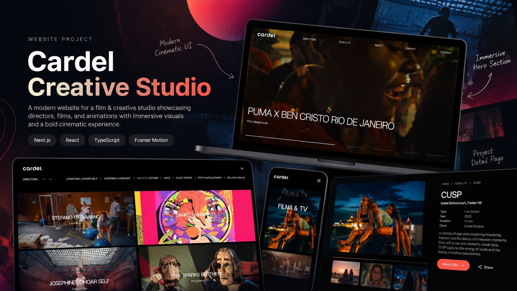 Cardel creative studio website shown across desktop and mobile layouts